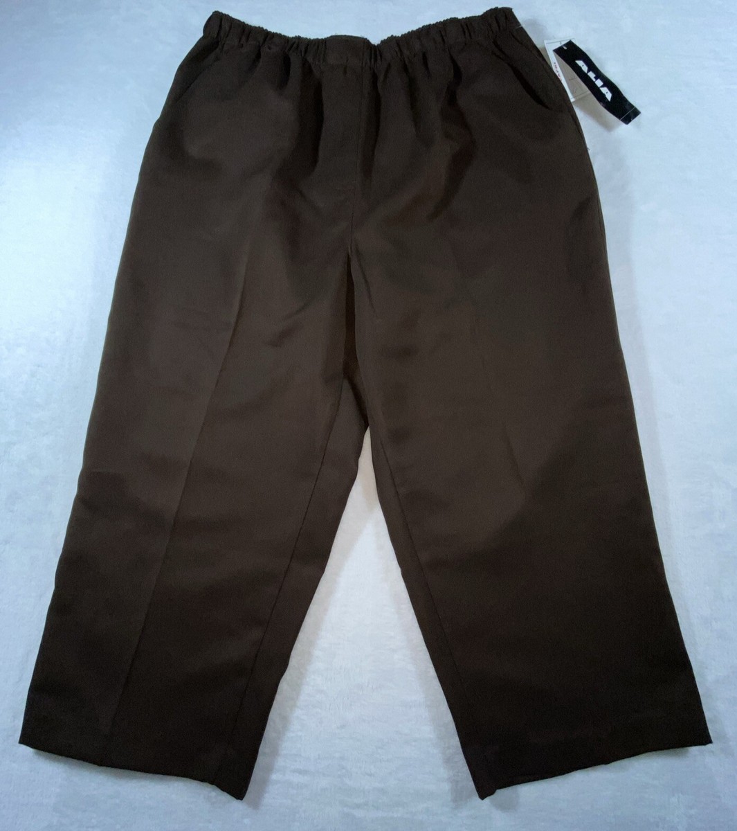 ALIA PETITES Capri Womens Dark Brown MICROFIBER PULL ON W/ POCKETS SIZE 12  New