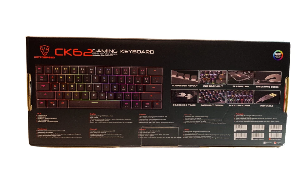 Motospeed CK62 61 Keys RGB Mechanical Keyboard USB Wired BT Dual Mode PINK - Image 2 of 4