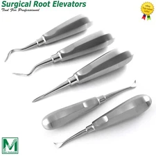 5 Curved Luxating Elevators Set Dental Oral Instruments Stainless German Grade