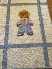 Teddy Bear Baby Blanket Nursery Cranston Handmade VIP 46x31 M1