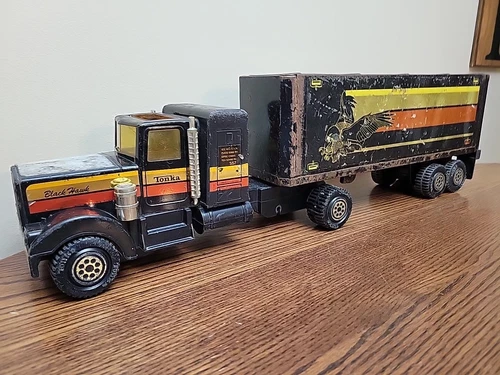 Vintage Tonka Clutch Poppers Black Hawk Big Rig Semi Truck & Trailer Metal 1978