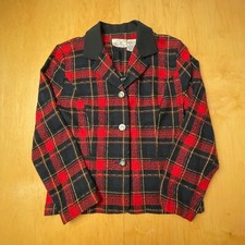 Vintage Women's Khthie Lee Small Multicolor Plaid Long Sleeve Full Button Jacket