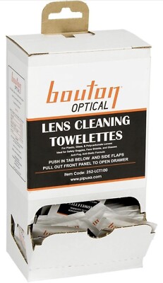 Bouton Optical 252-LCT100 Lens Cleaning Towelette Dispenser AntiFog, 100EA Large