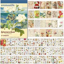 537Pcs Vintage Washi Stickers and Papers for Scrapbooking, Ephemera Book for ...