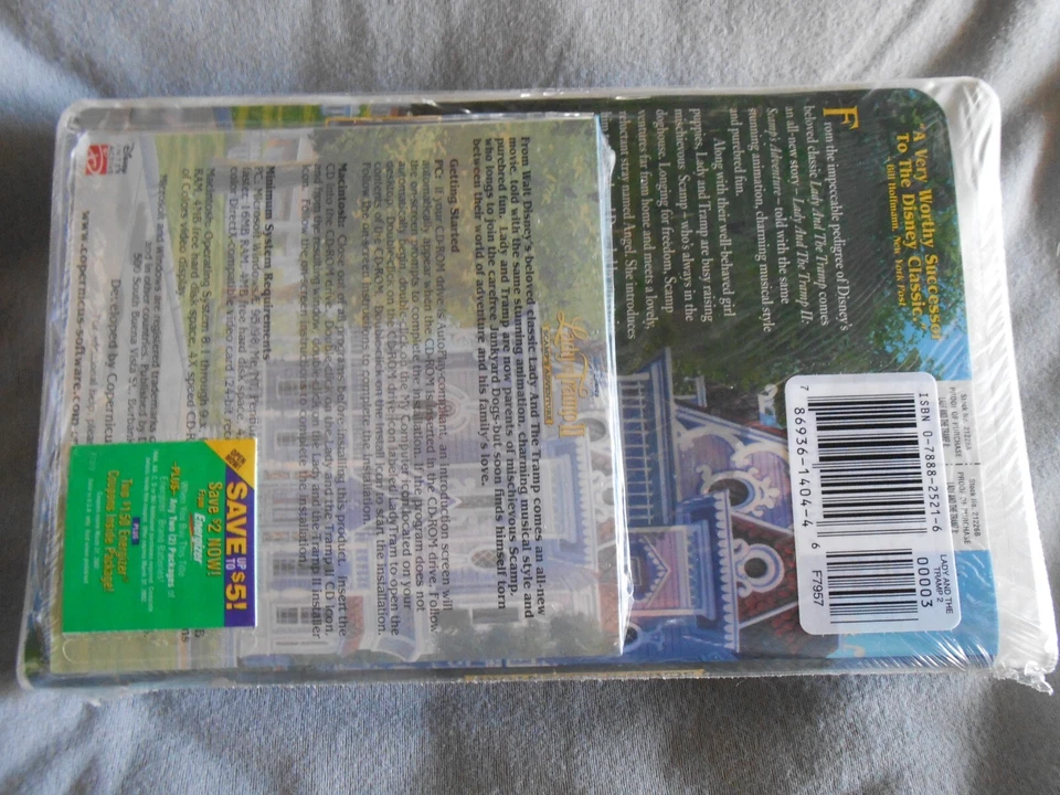 VINTAGE LADY & THE TRAMP II VHS VCR SEALED WALT DISNEY W/ RARE CD ROM ORIG OWNER - Image 2 of 4