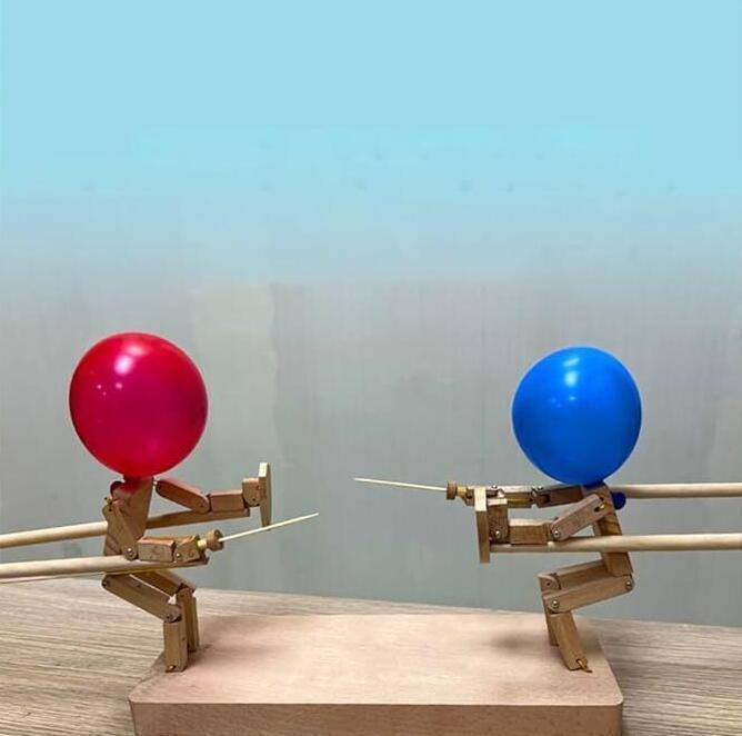 Balloon Bamboo Man Battle - 2024 New Handmade Wooden Fencing Puppets US NEW