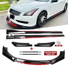 For Infiniti G37 Sedan Front Bumper Lip Spoiler Splitter Side Skirt Bod Kit