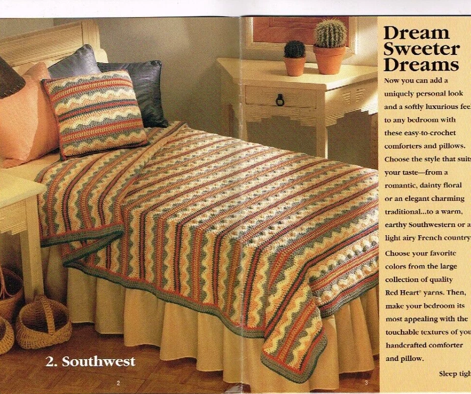 Captivating Comforters Afghan Pattern Booklet Red Heart 4 Patterns 1992 Vintage - Image 3 of 4