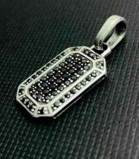 2Ct Round Lab-Created Black Diamond Men's Dog-Tag Pendent 14k White Gold Plated