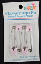 New Prym Baby Safe Diaper Pins 4 Pack PINK Baby Girl 2009