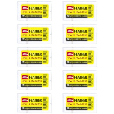 100 Feather Shaving Razor  Blades  Stainless Double Edge Original Japan Made