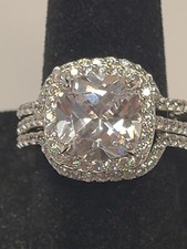 White Cubic Zirconia Rhodium Over Sterling Silver Ring Set 9.52ctw