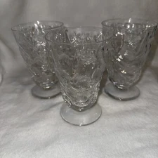 El Rancho Mod Clear Crinkle Goblets Set Of 3