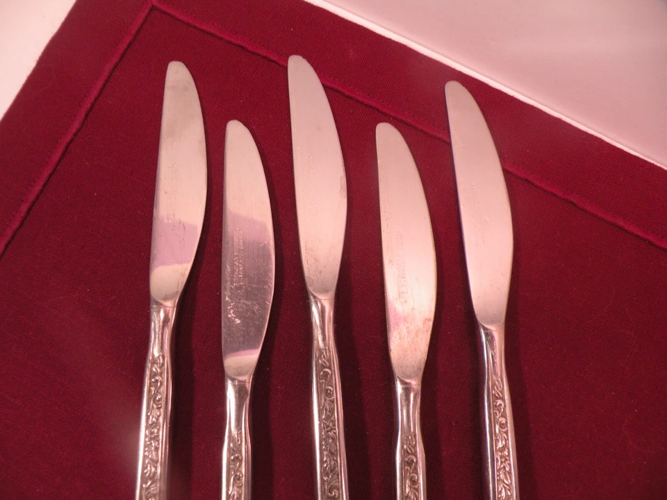 Set Of 5 Stanley Roberts Stainless Japan PARMA Pattern Dinner Knives 8 3/4" - Image 2 of 4