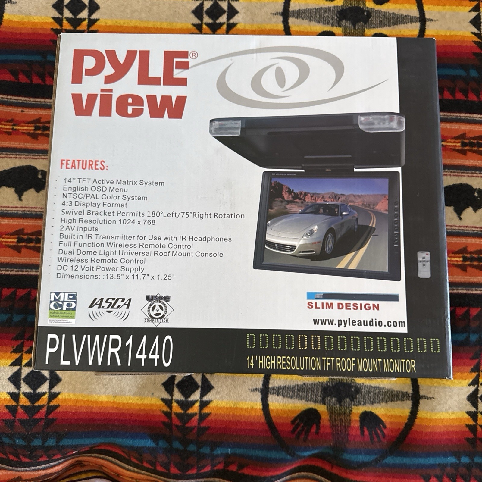 Pyle View 9” Flip Down Widescreen TFT-LCD Roof Mount Monitor - NEW IN BOX