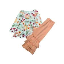 Baby Toddler Girls pumpkin tunic ruffle pants set