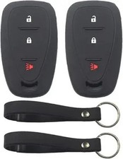 2Pcs Black Rubber Silicone 3 Buttons Smart Key Fob Cover Cas Color: 2pcs Black