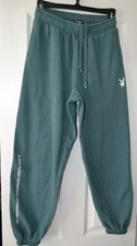 Playboy by Pacsun Green Joggers Sweatpants Bunny Logo Size Small Pockets