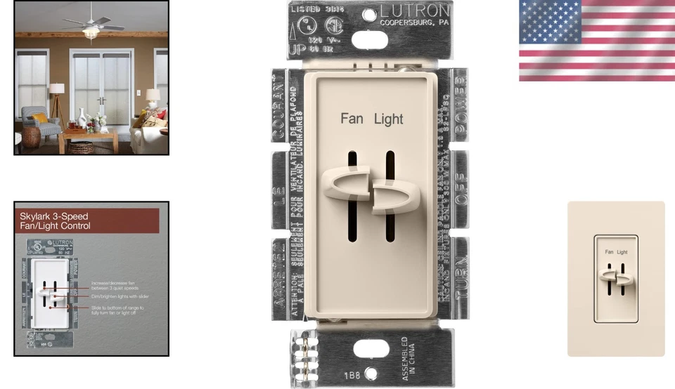 Skylark 3-Speed Fan & Light Control, Light Almond - Image 2 of 4