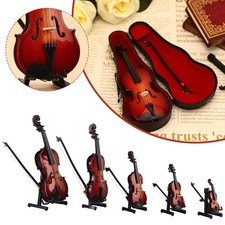 Mini Violine Geige mit Geigenkasten Miniatur Instrument Deko ✅
