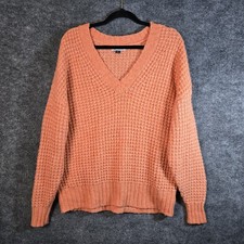 American Eagle Sweater Womens XS Light Orange Chunky Waffle Knit Oversized Cozy