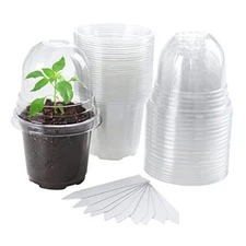  Clear Nursery Pots with Humidity Dome 30 Sets 4" Transparent Plastic Plant 
