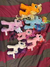 My Little Pony TY Plush Lot Rainbow Dash Build- Twilight Sparkle Applejack,