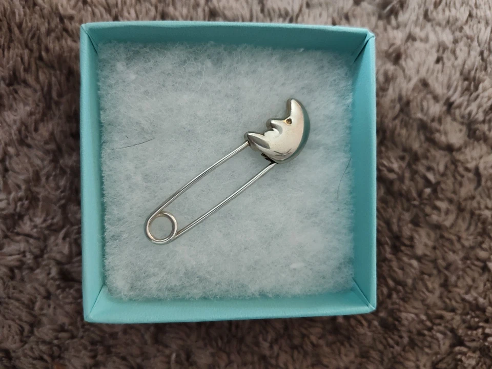 Vintage Tiffany & Co. Man in the Moon, & Star diaper lapel. New In Box. - Image 2 of 4