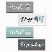 4 Pcs Laundry Room Decor Laundry Room Wall Sign Funny Rustic Farmhouse Rules ...