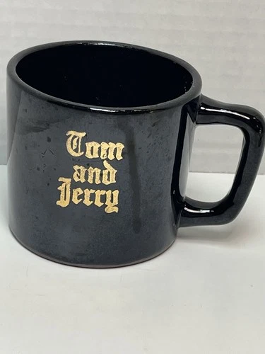 One, Vintage "Tom & Jerry" Ceramic Mugs / Cups, by Hall, Black / Gold
