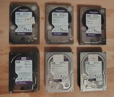 Lot of (x6) 6TB **(FOR PARTS ONLY)** Western Digital WD60PURZ 3.5  HDD (Purple)