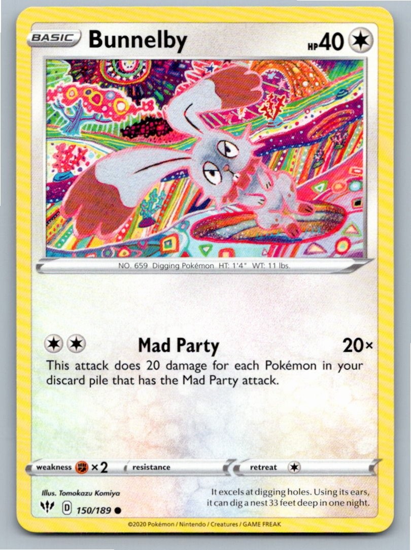 2020 POKEMON BUNNELBY DARKNESS ABLAZE 150/189 C NM A74561 FREE S&H