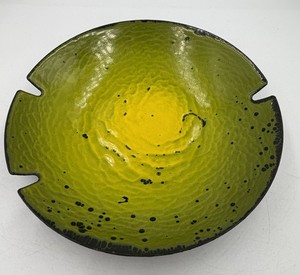 Mid Century Modern Hanova enamel on steel ashtray dish brutalist lava texture