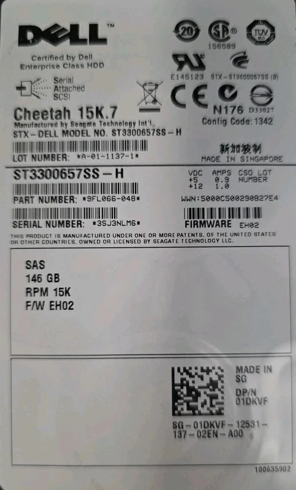 Dell 1DKVF - 146GB SAS 15K 6GBPS 3.5" Hard Drive ST3300657SS-H - Image 2 of 4