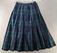 Pendleton 100 Virgin Wool Tartan Plaid Skirt Womens 8 Green Blue Paisley USA