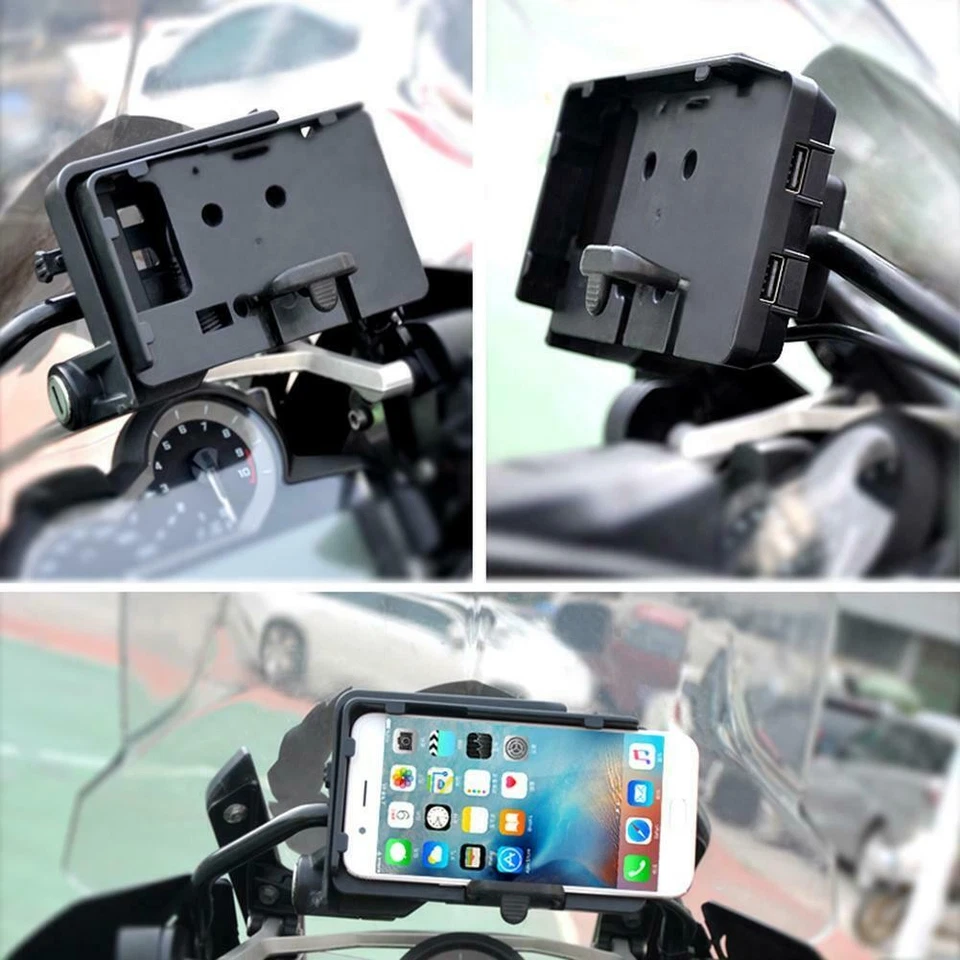 Soporte de navegación GPS para teléfono móvil carga USB para Honda BMW R1200GS R1200RS Foto 2 de 4