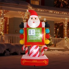 HZGDEJTG 7FT Santa Claus Countdown Sign with Built-in LED Lights, red