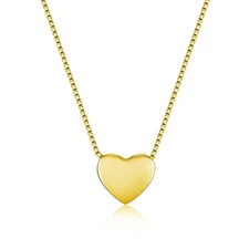 Tiny Minimalism Floating Dainty Small Heart Necklace 17.5" Gold-tone
