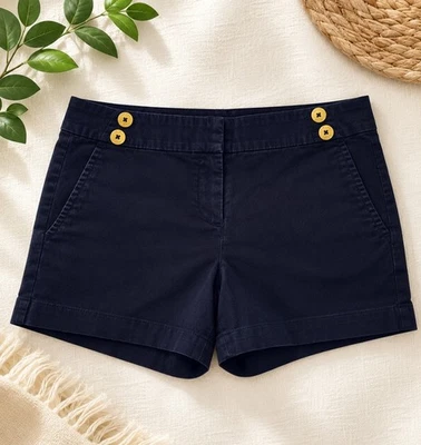 Tommy Hilfiger Women's Navy Sailor Shorts Gold Button Nautical Preppy Size 8 - Image 1 of 4