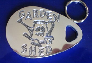 garden potting allotment shed keyring engraved aluminium