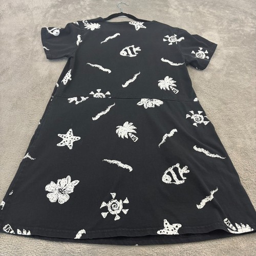 Vintage Red Ginger Etuikleid Damen M schwarz weiß marine tropisch AOP 90s Beachy - Bild 2 von 13