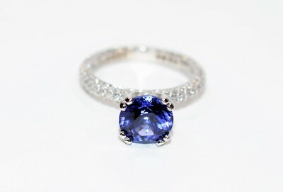 Gabriel & Co. GIA Certified Natural Tanzanite and Diamond Ring 18K Gold 3.96tcw