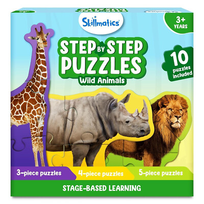 Skillmatics Step by Step Puzzle - 40 Piece Wild Animal Jigsaw Puzzle,