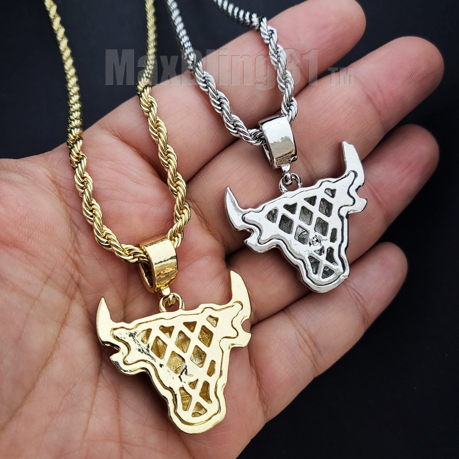 Hip Hop Rapper Fashion Cubic Zirconia Bull Head Pendant 24