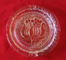 Vintage Cigar Ashtray Clear Textured Glass 4 Slot 8" 1LB 10oz  Flower