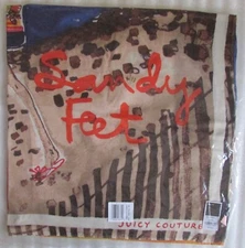 Juicy Couture Raw Silk Scarf Peace Love Sandy Feet New $68