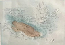 Raoul Dufy (1877- 1953) Aquatint Etching Little Bather With Butterflies