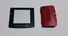 NEW Game Boy Color CRIMSON RED Berry Battery Cover  Replacement Screen Lens