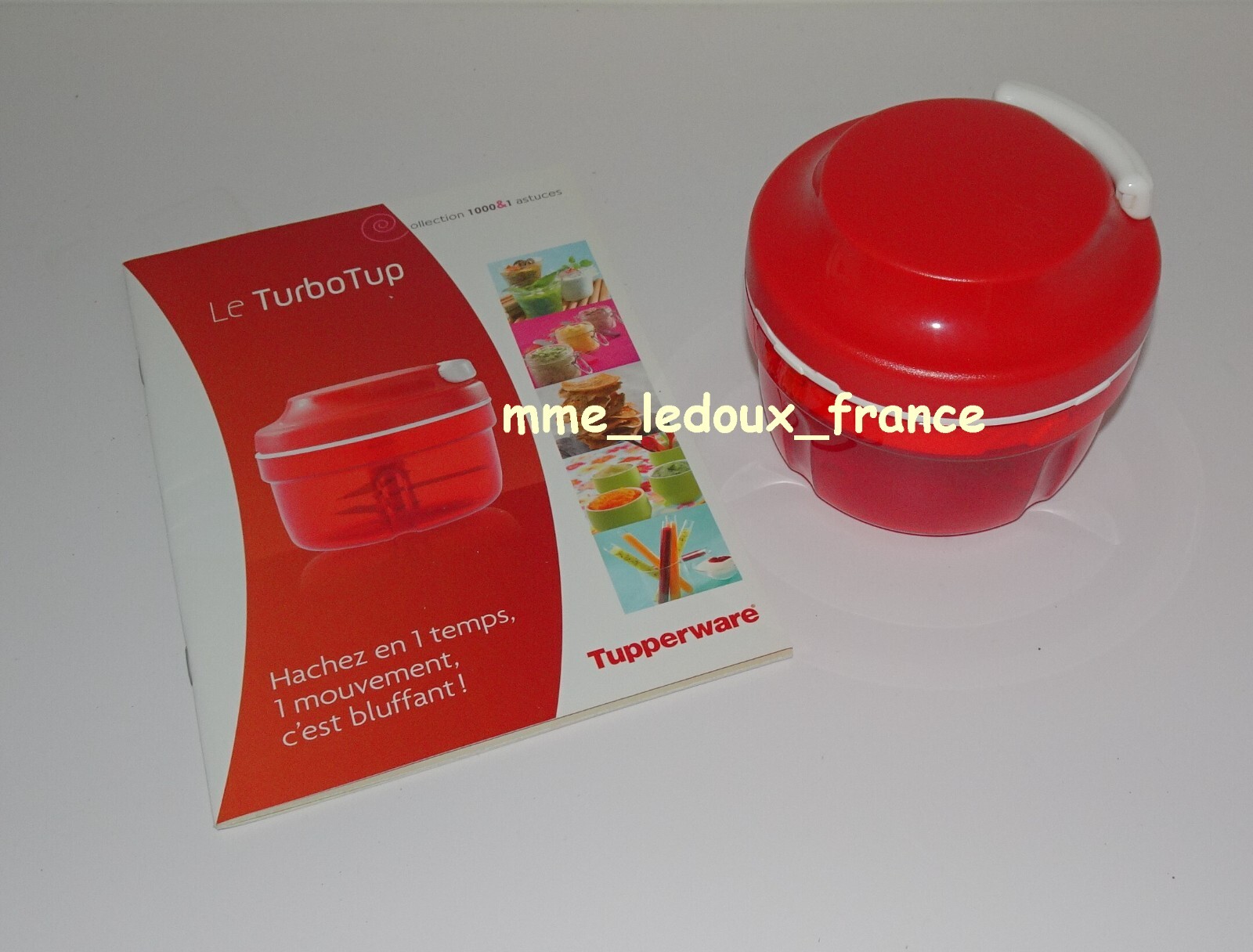 Tupperware Turbo Tup rouge mini hachoir manuel avec livret recettes pour cuisine saine