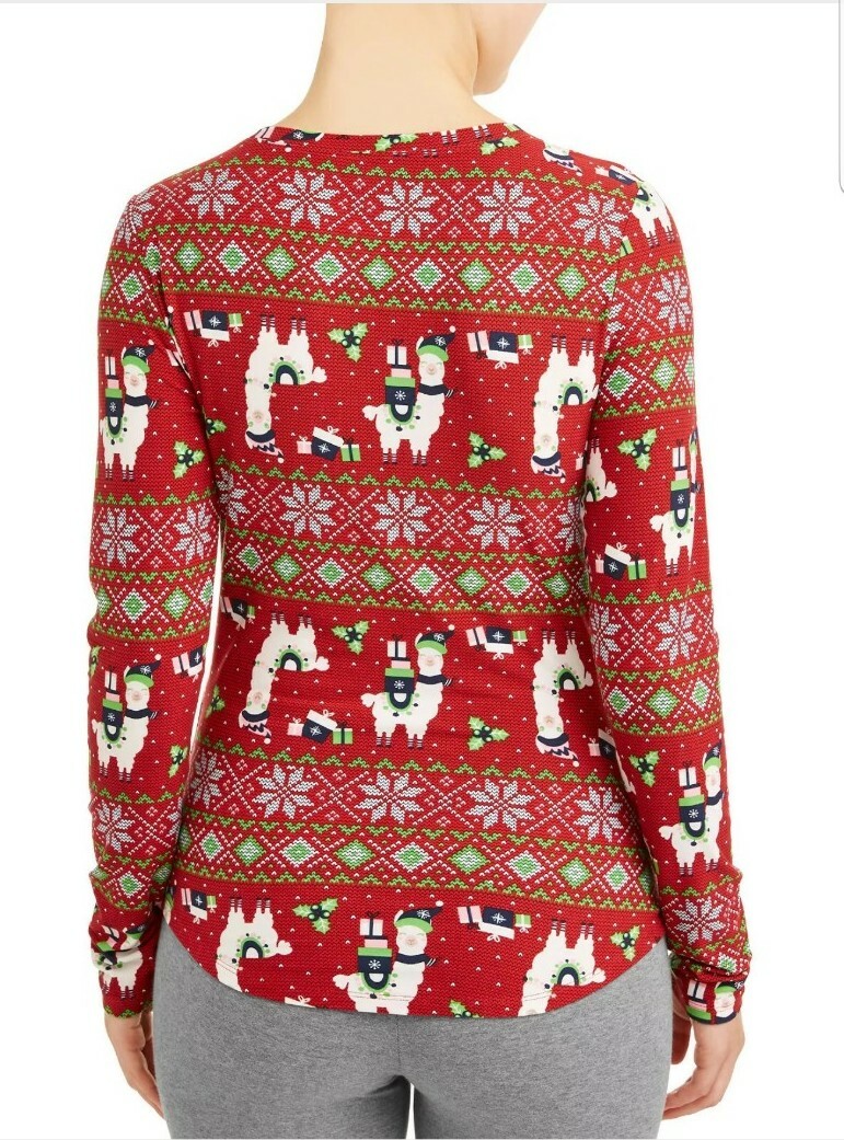 NWOT Women's Girl's No Boundaries Red Llama Christmas Shirt Size XS